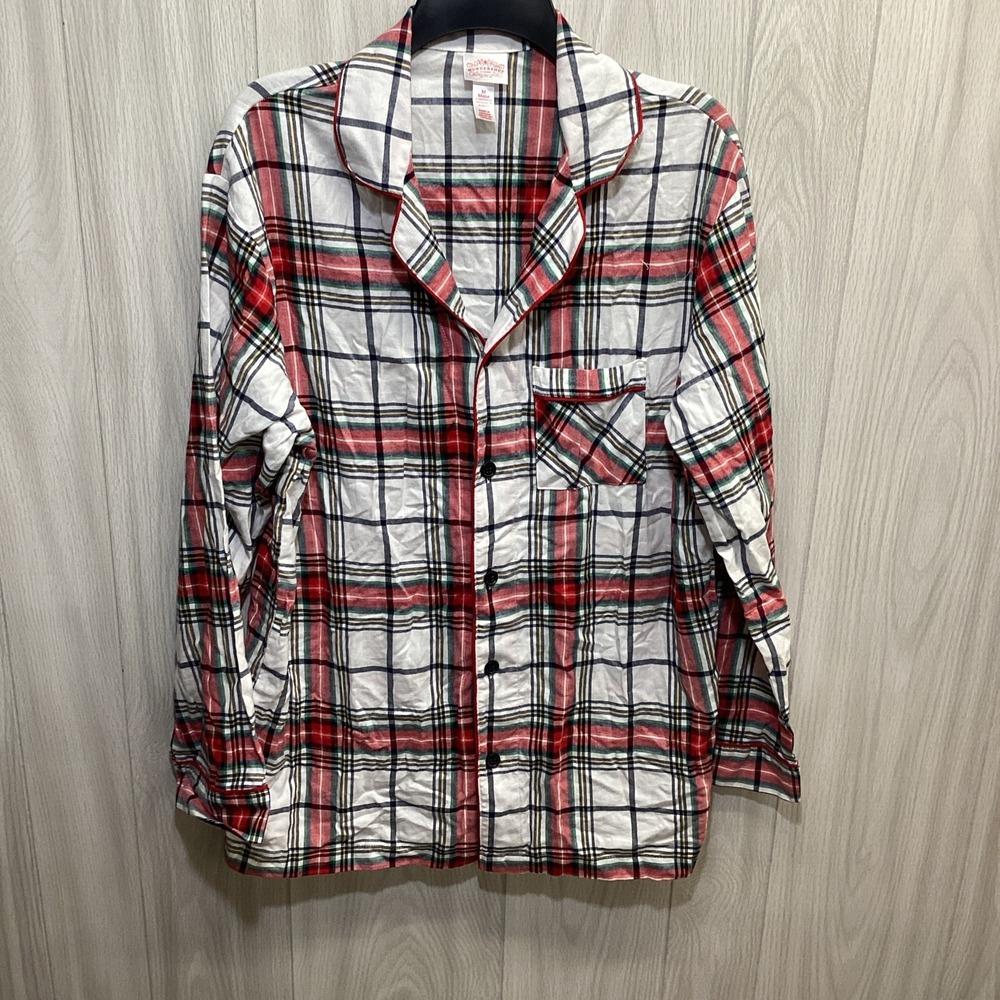 WONDERSHOP Men's (Size M) Long Sleeve Button Down Collared Sleep Shirt Cotton